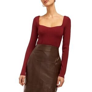 Equipment Esmerelda Rib Knit Top Cordovan Red Long Sleeve